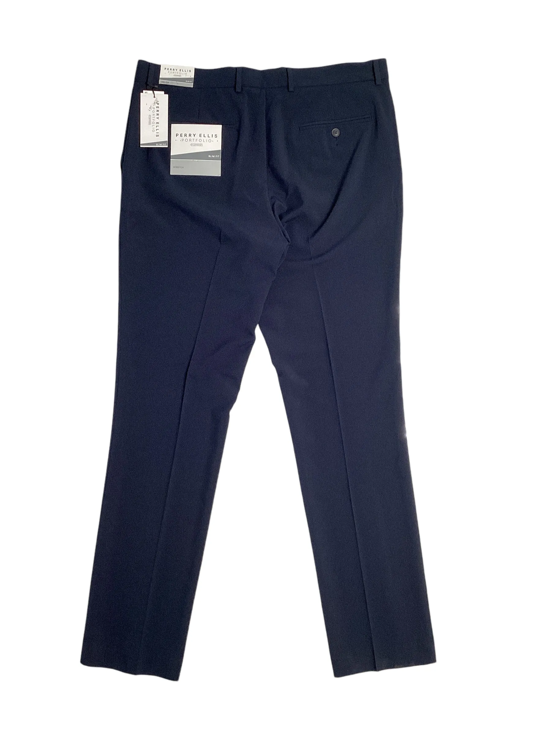 Perry Ellis Portfolio Mens Slim Fit Flat Front Dress Pants Dark Sapphire 36 x 34