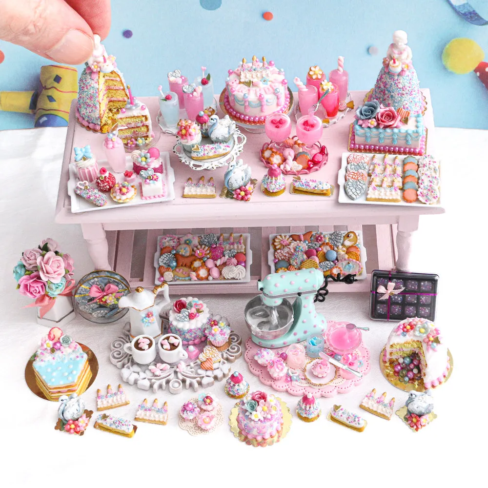 Piñata Cake Filled with Sugar Pearls - Handmade Miniature Food in 12th Scale