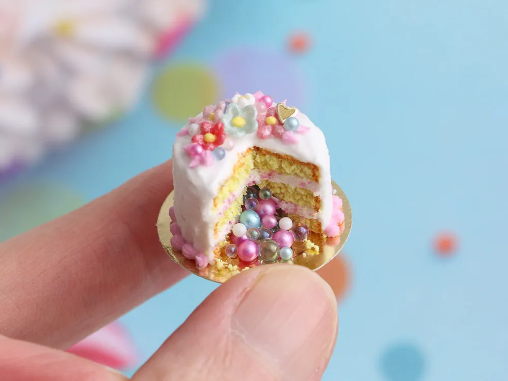 Piñata Cake Filled with Sugar Pearls - Handmade Miniature Food in 12th Scale