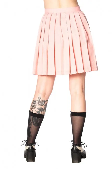 Pink Pleated Zippered Skirt