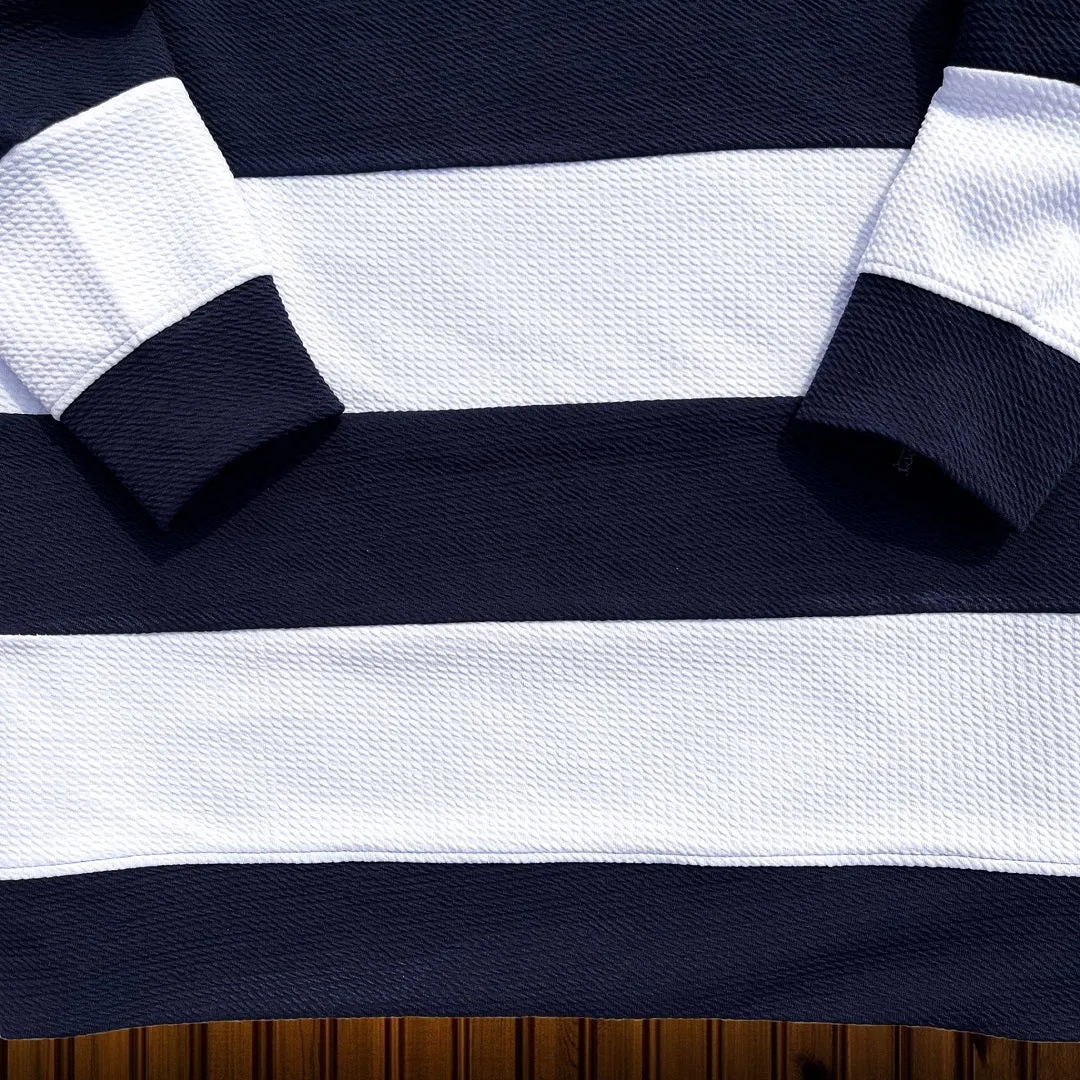 Popcorn Full Sleeve T-Shirt Grey Navy Blue and White