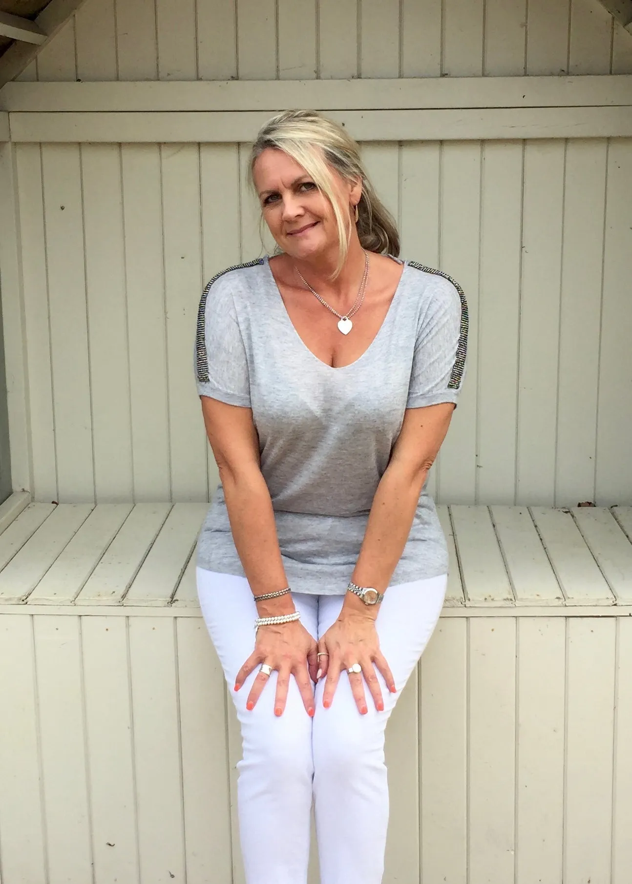 Positano Glitzy Top in Grey
