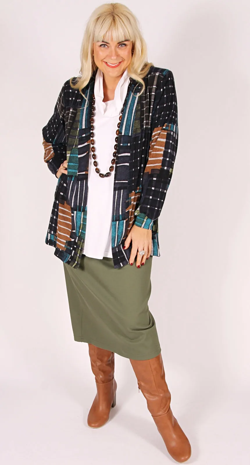 Pull-On Ponti Skirt Khaki