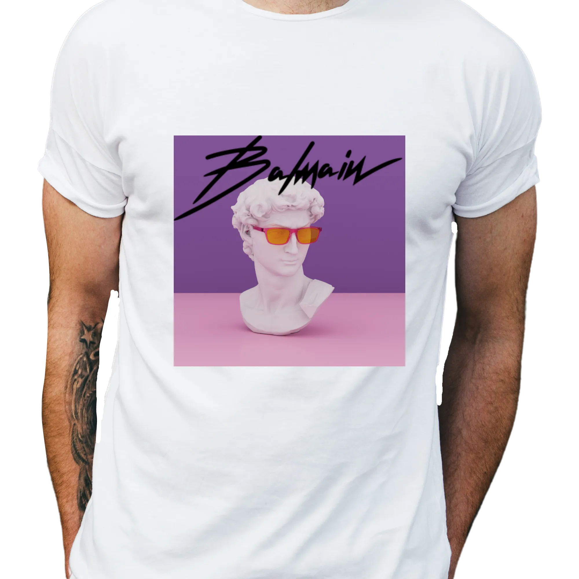 Purple Statue Head Balman T-shirt