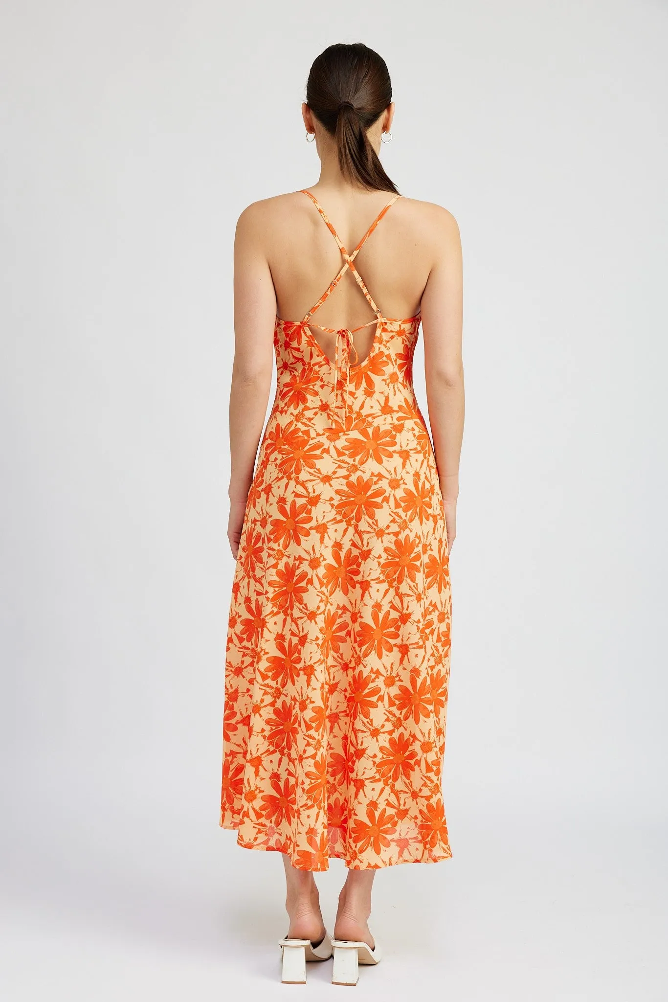 "Sunset Dreams" Orange Floral Maxi Dress