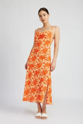 "Sunset Dreams" Orange Floral Maxi Dress