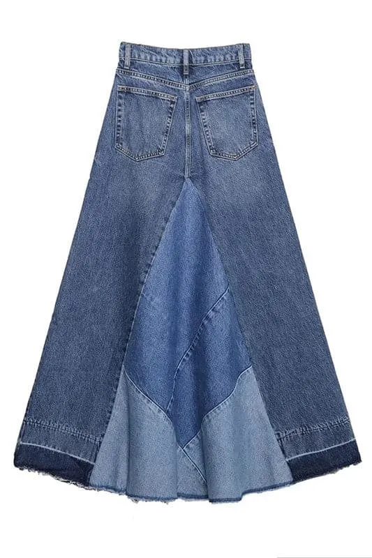 QZ684 Long Length Denim Skirt