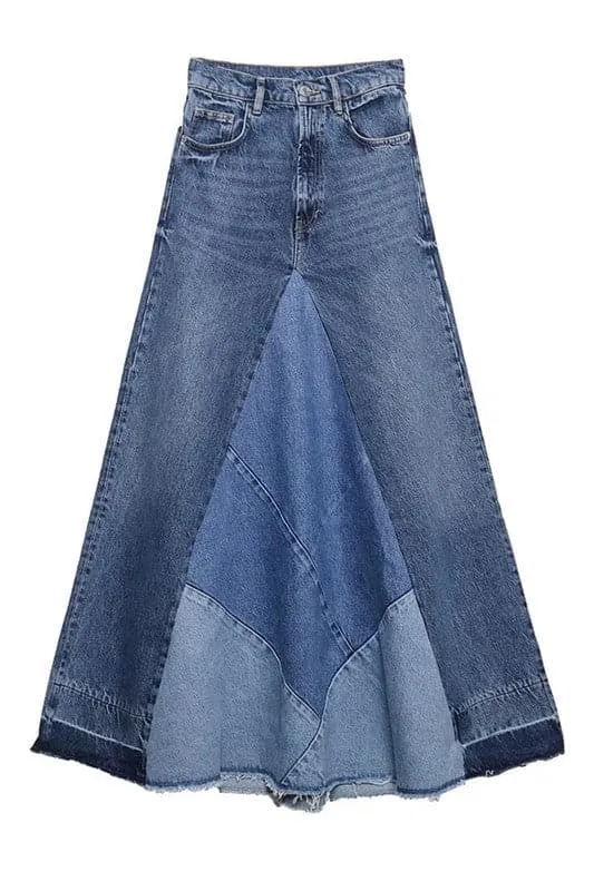QZ684 Long Length Denim Skirt