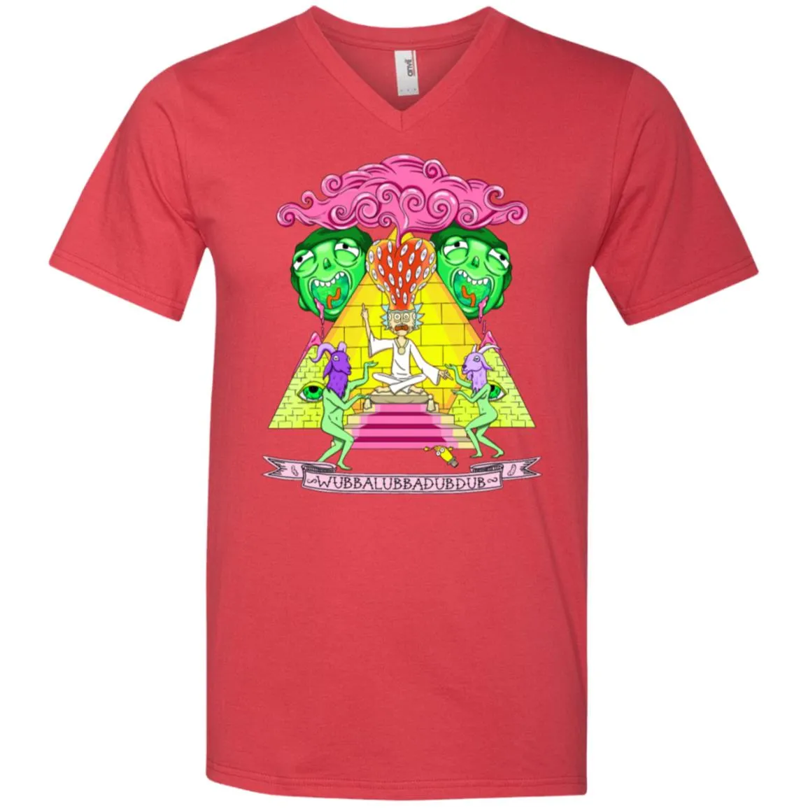 Rick And Morty Pyramid With Catchphrase Men V-Neck T-Shirt