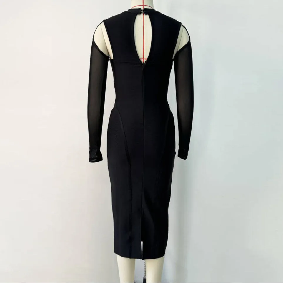Sexy Cutout Rhinestone Stitching Bandage Formal Dress