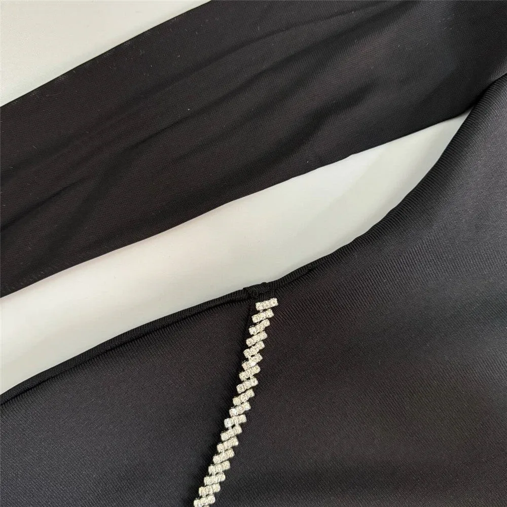 Sexy Cutout Rhinestone Stitching Bandage Formal Dress