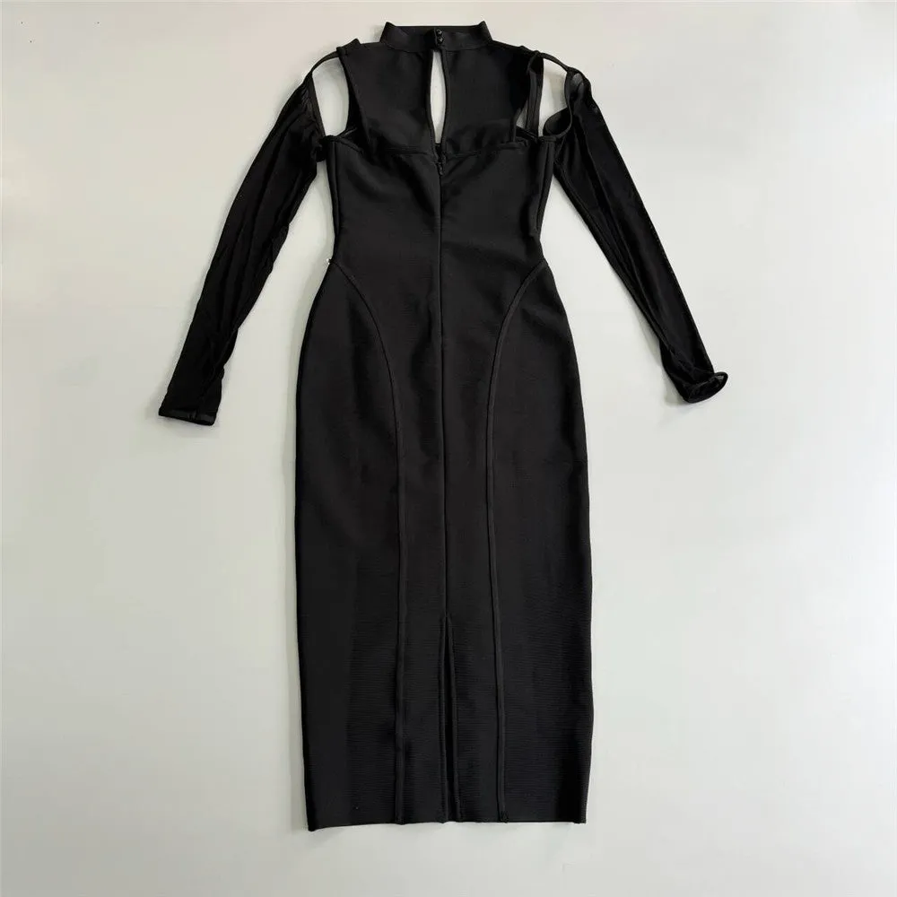 Sexy Cutout Rhinestone Stitching Bandage Formal Dress