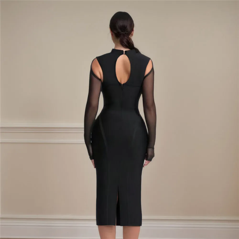 Sexy Cutout Rhinestone Stitching Bandage Formal Dress