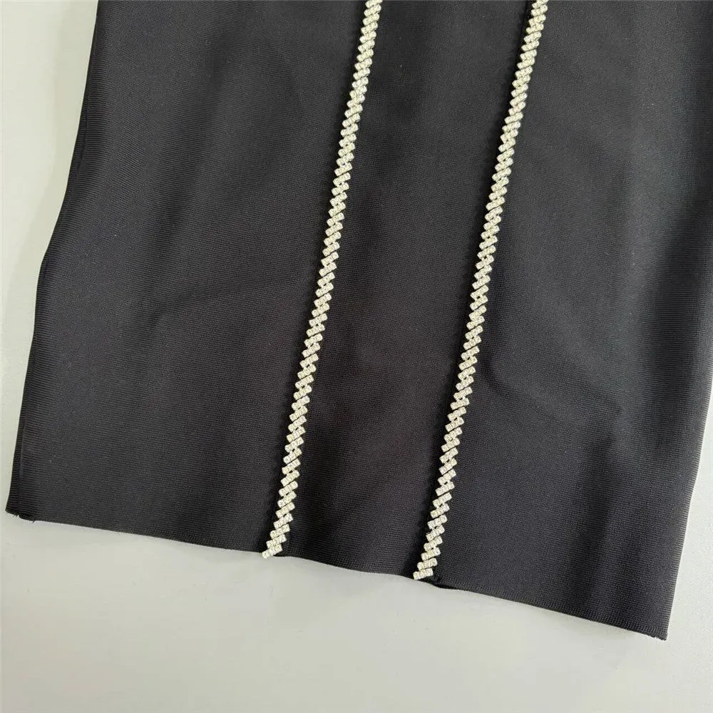 Sexy Cutout Rhinestone Stitching Bandage Formal Dress