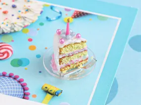 Slice of Birthday Cake with Fork - Handmade Miniature Food in 12th Scale