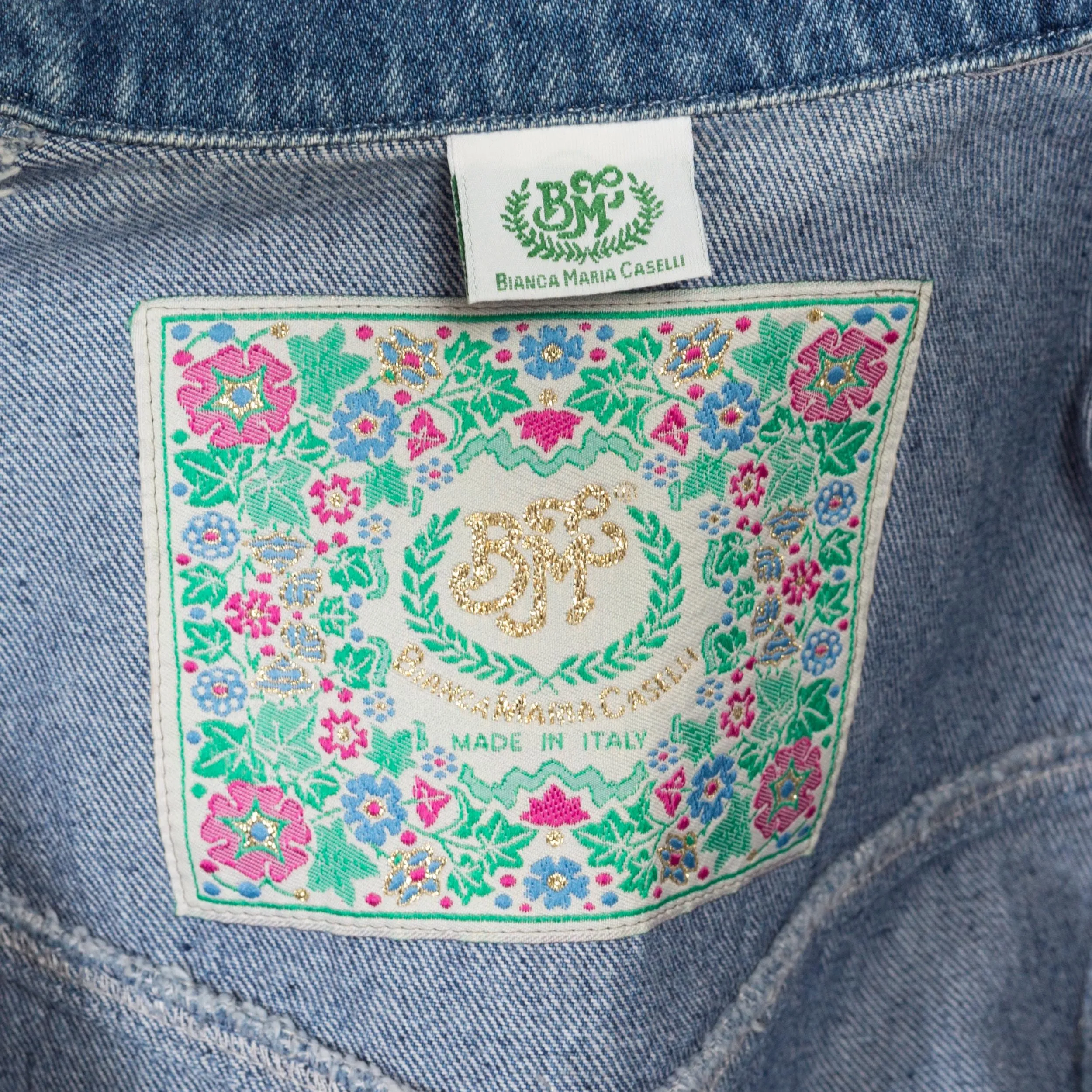 Small 80s Crochet Floral Cropped Jean Jacket