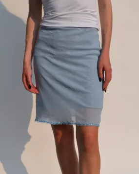 Soft Blue United Colors of Benetton Sheer Overlay Skirt