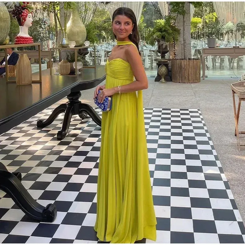 Strapless Pleated Maxi Dress