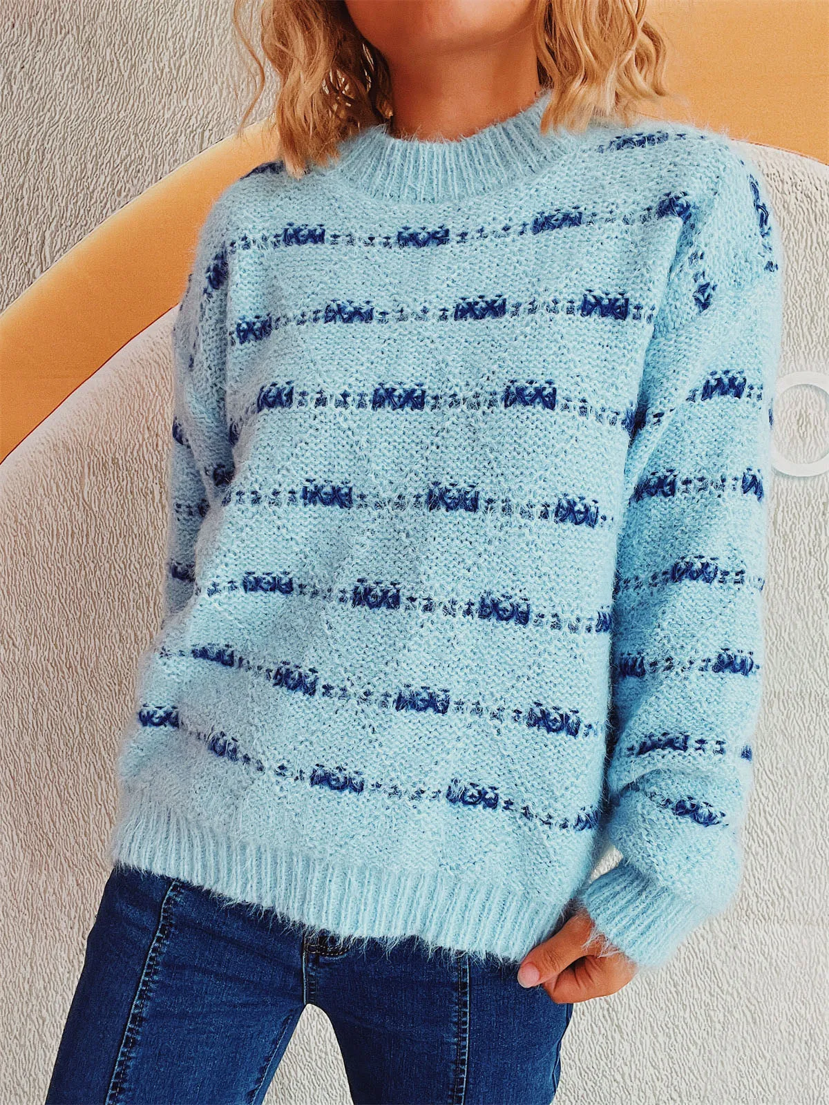 Striped Round Neck Long Sleeve Sweater | Fall Fashion | Winter Fashion