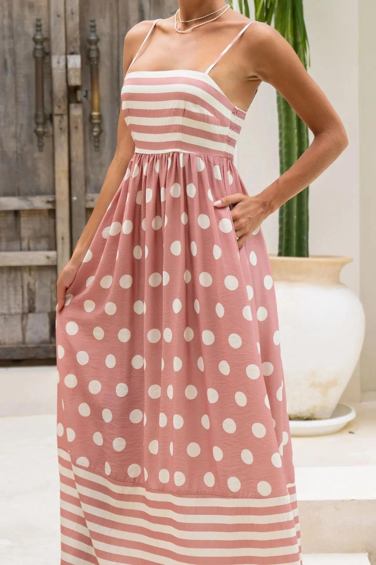 Summer Printed Backless High Waist Dress