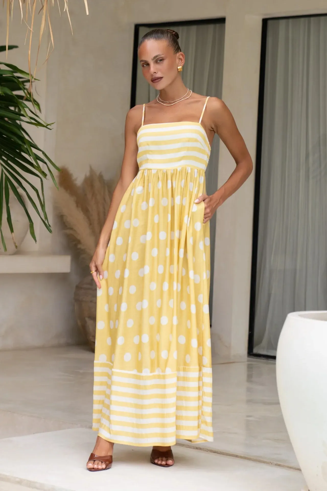 Summer Printed Backless High Waist Dress