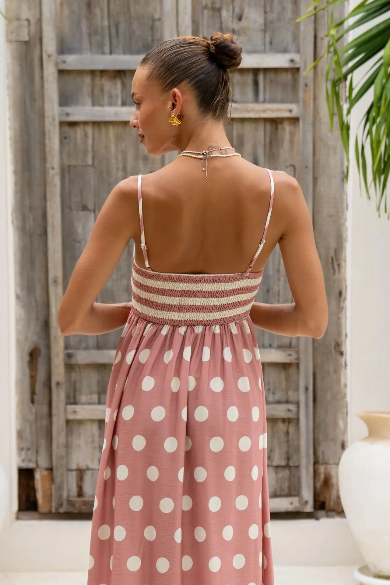 Summer Printed Backless High Waist Dress