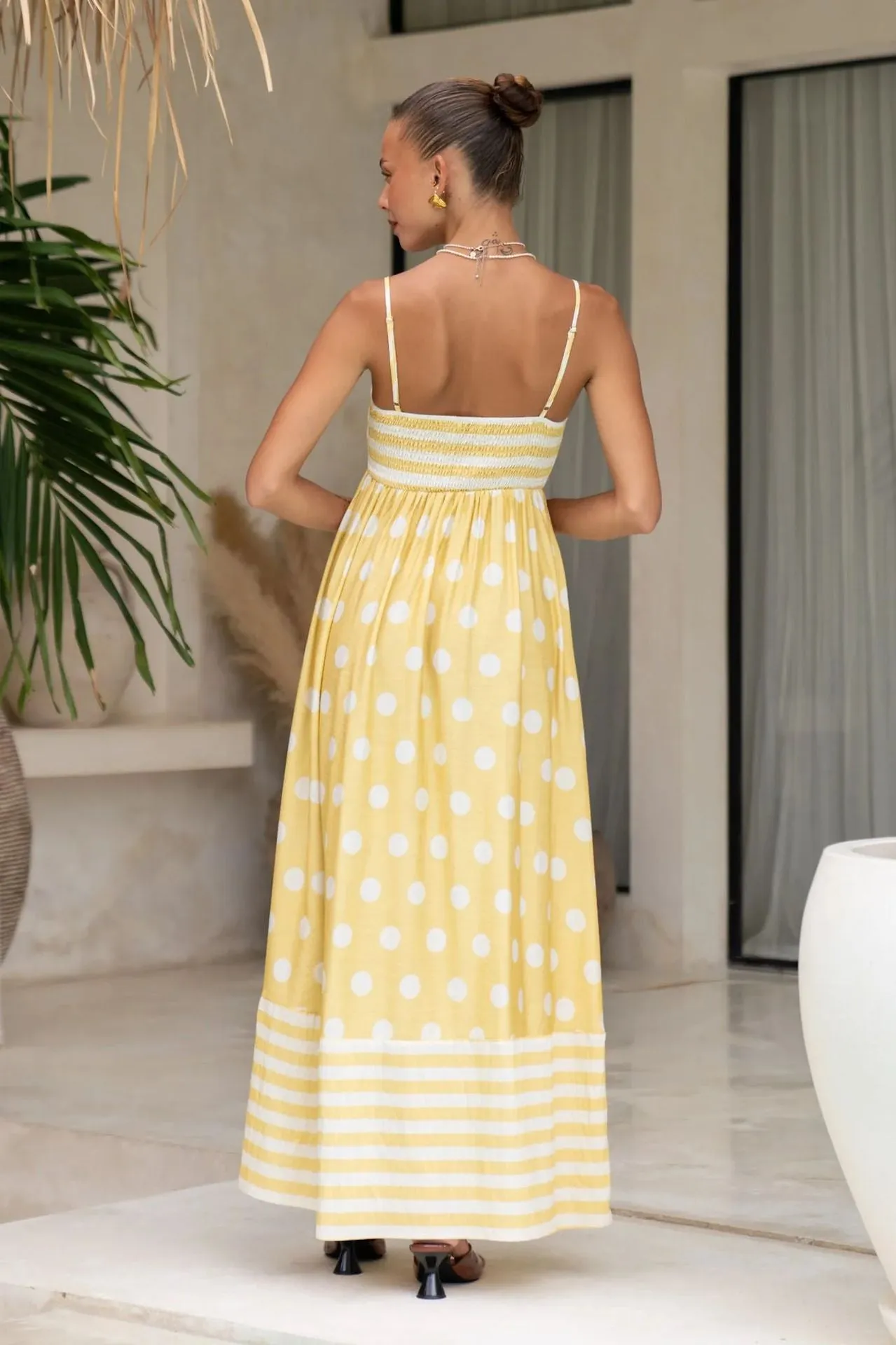 Summer Printed Backless High Waist Dress