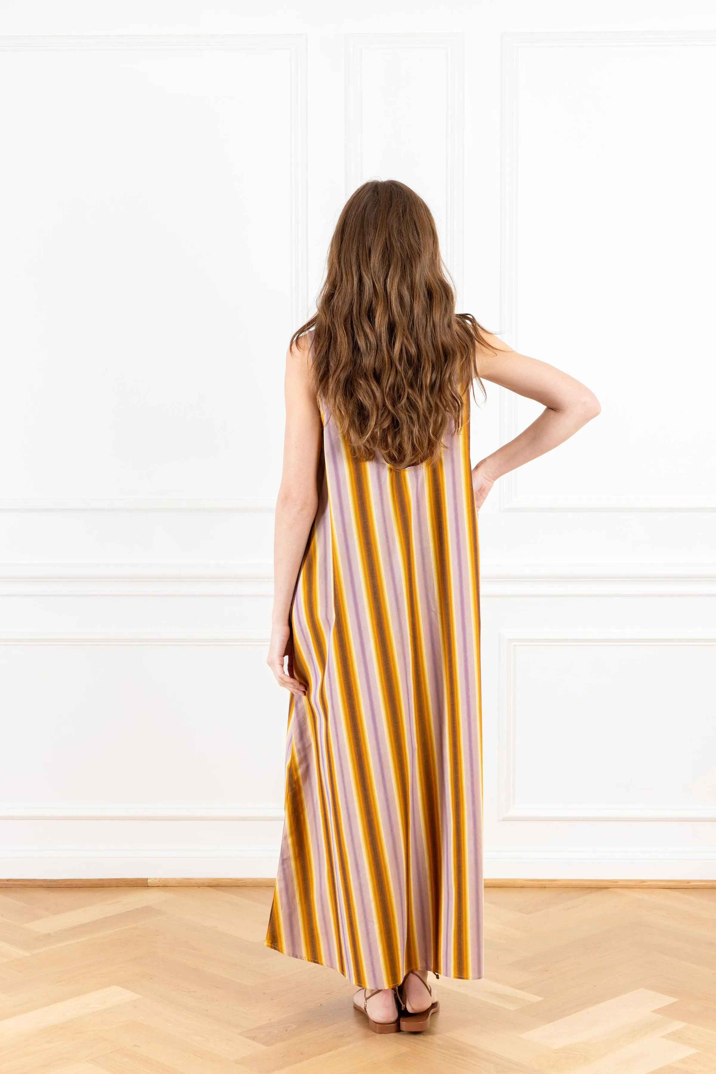 Sunset Stripe Maxi Swing Dress