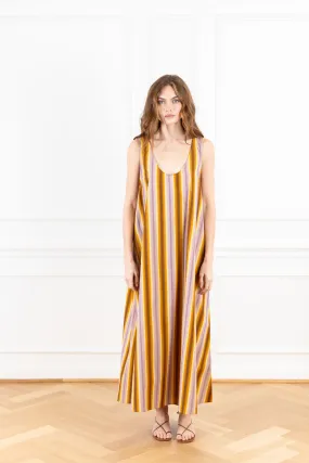 Sunset Stripe Maxi Swing Dress