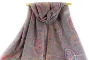 Taupe Majestic Paisley Pashmina Scarf Bohemian Shawl