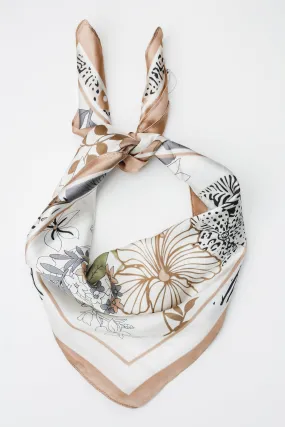 Tropical Vacay Satin Scarf In Taupe