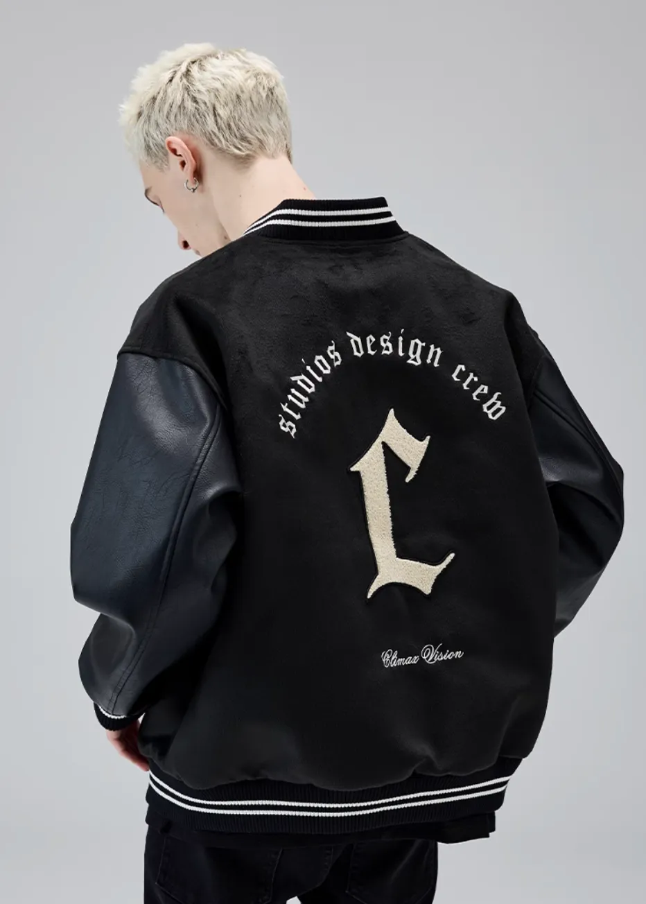 Vintage Embroidered Emblem Letter Baseball Jacket