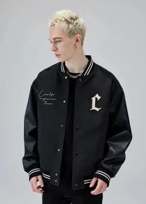 Vintage Embroidered Emblem Letter Baseball Jacket