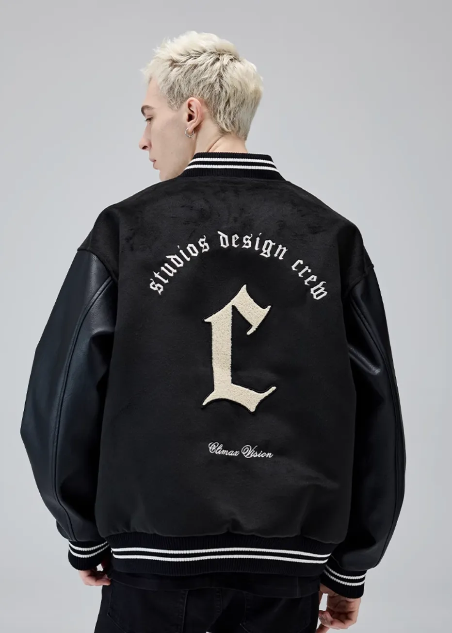 Vintage Embroidered Emblem Letter Baseball Jacket