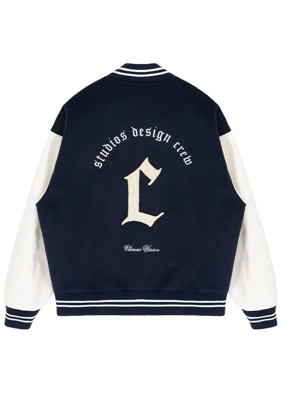 Vintage Embroidered Emblem Letter Baseball Jacket