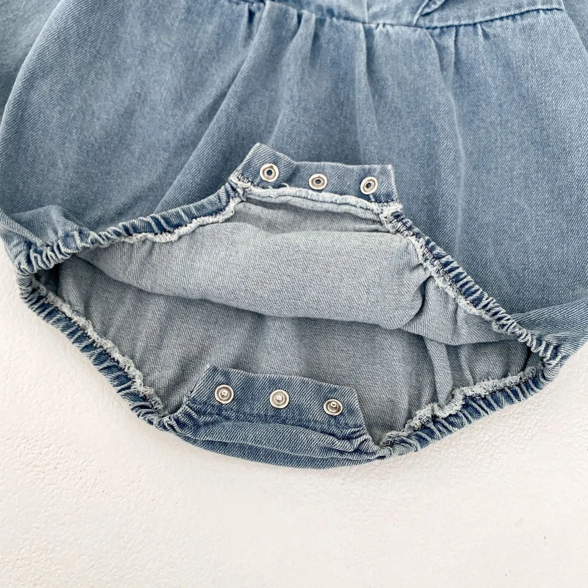 Vintage Ruffle Denim Romper