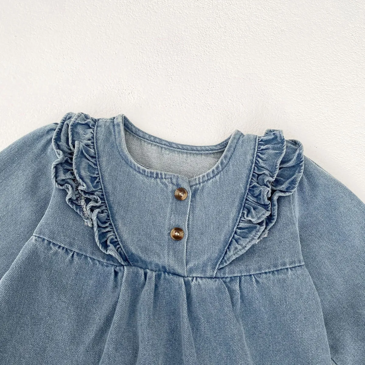 Vintage Ruffle Denim Romper