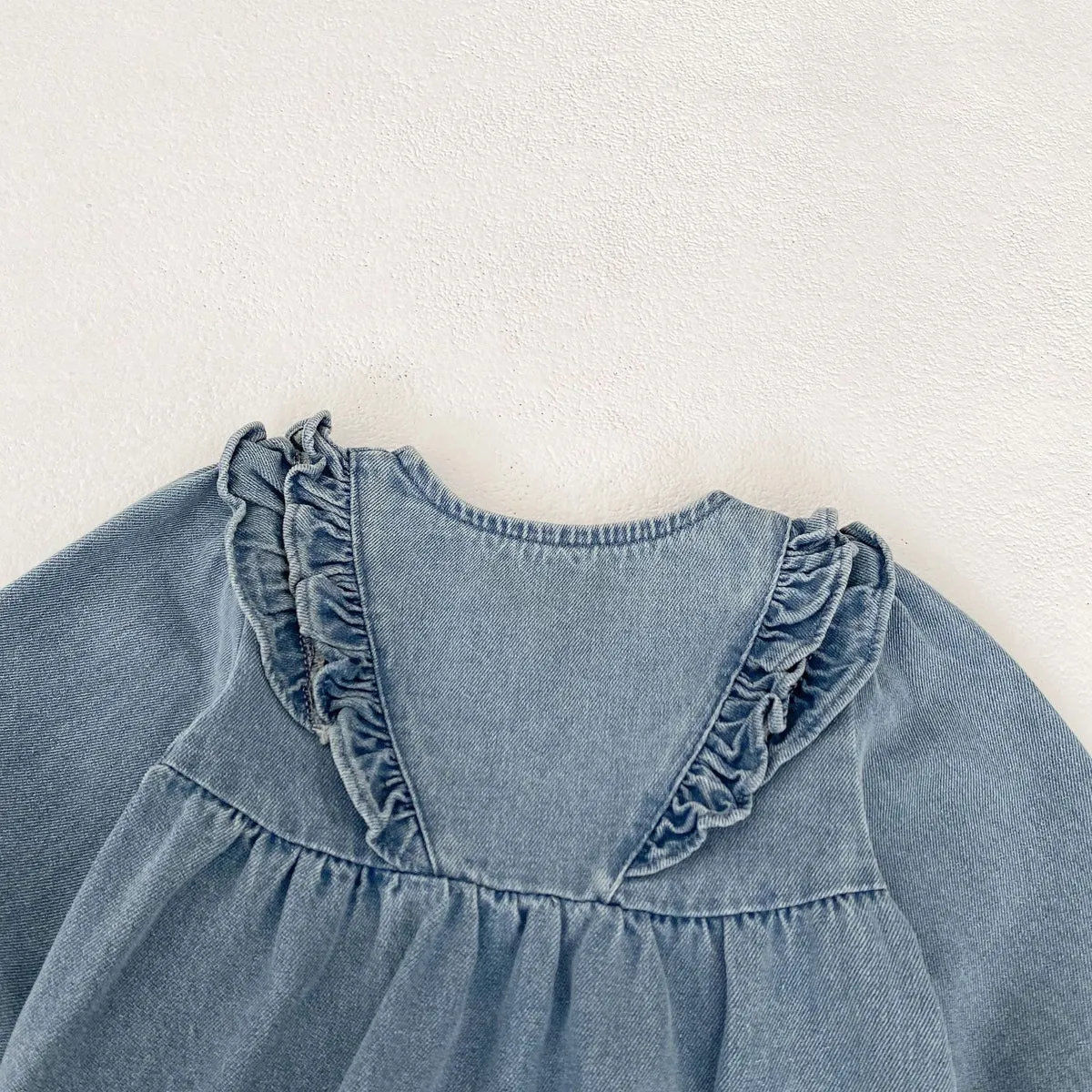 Vintage Ruffle Denim Romper