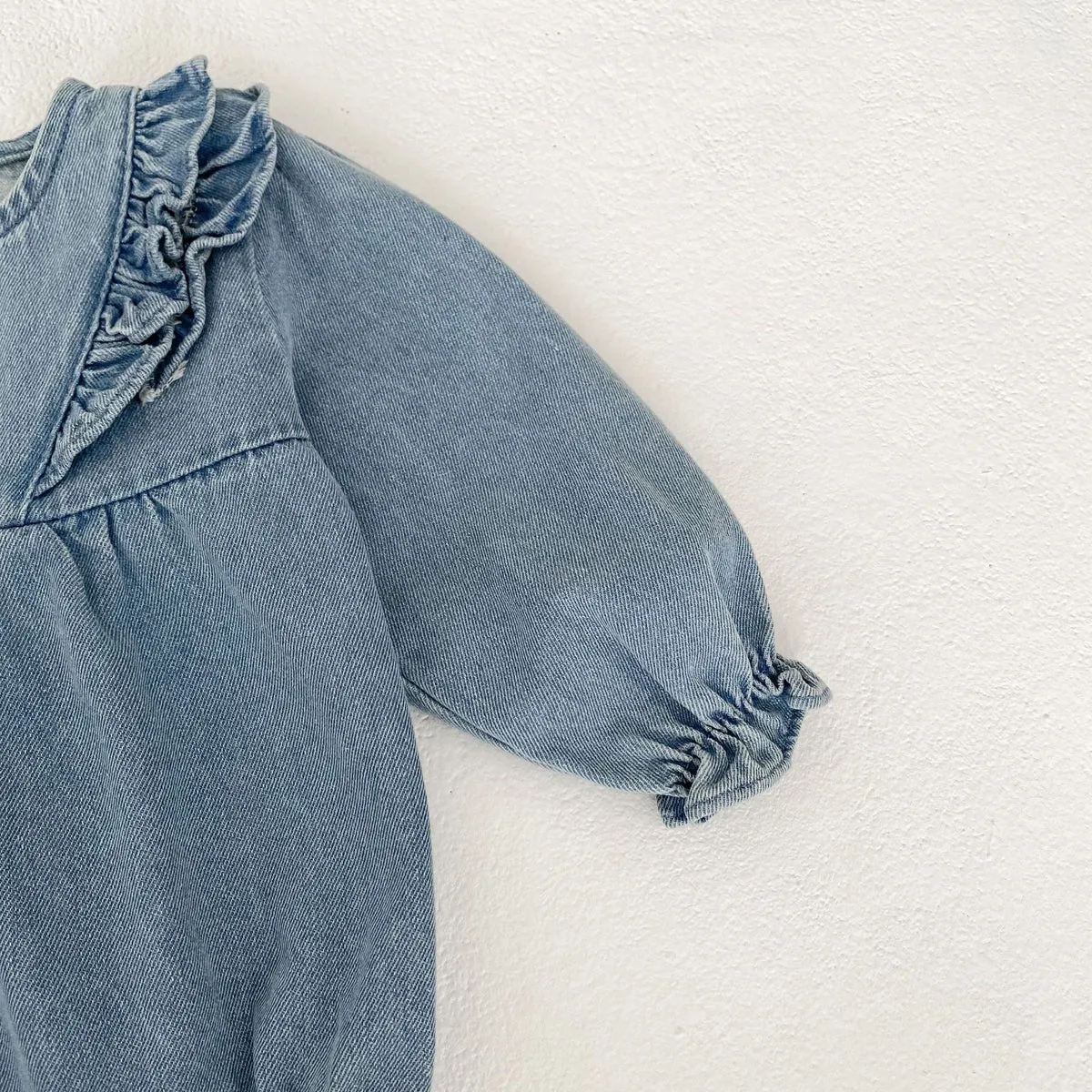 Vintage Ruffle Denim Romper