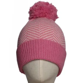 Winter Beanie Herringbone Pink
