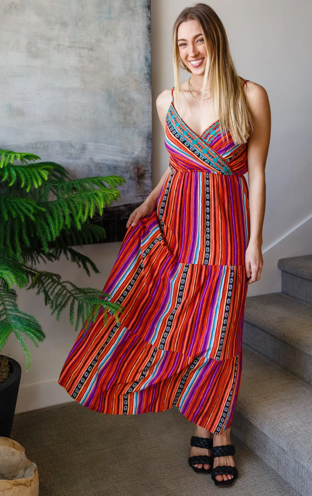 With Grace Aztec Line Maxi Dress
