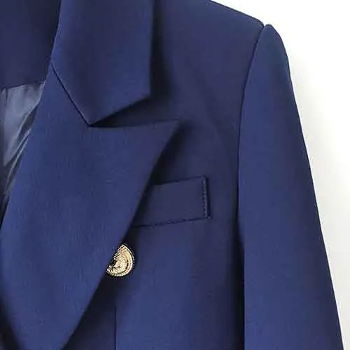 Women's Coats & Jackets Navy Blue Plus Size Gold Buttons Jacket