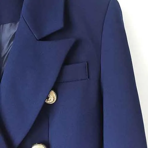 Women's Coats & Jackets Navy Blue Plus Size Gold Buttons Jacket