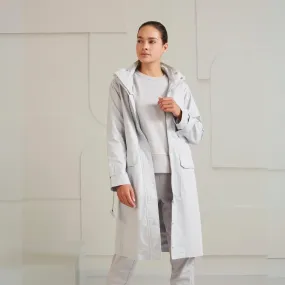 YAYA Woven Parka with a Belt in Harbor Mist Grey